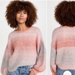 Z Supply Pink and Blue Crew Neck Sweater Relaxed Fit